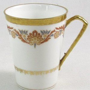 Limoges France Coronet Porcelain Demitasse Cup, Heavy Gold Trim